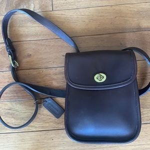 Brown leather coach bag